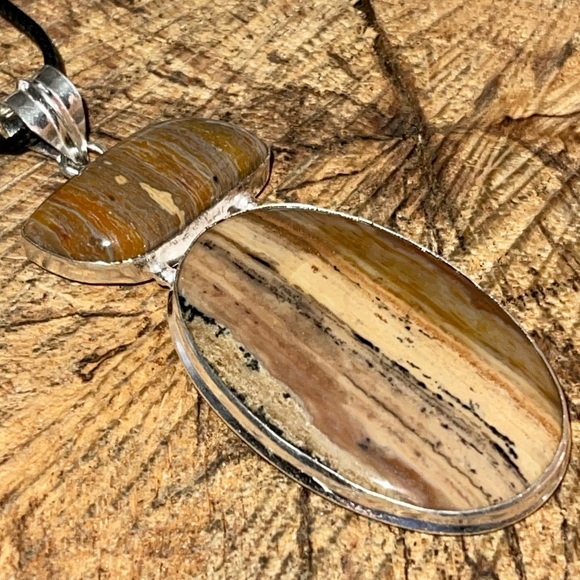 Large Dendritic Jasper Brown Patterned Pendant 3 1/4” - Picture 9 of 13